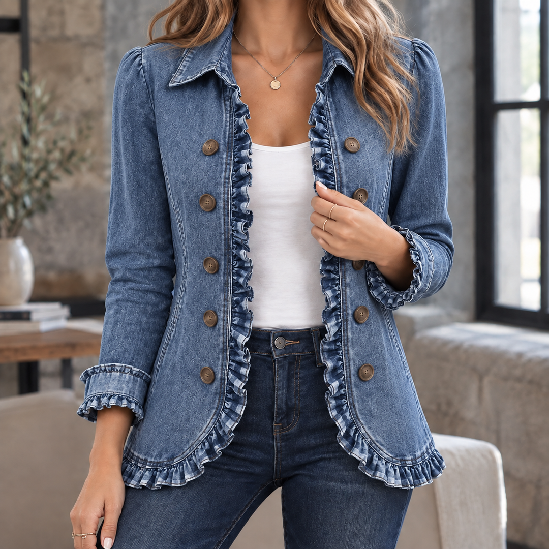 Women's Sharon-Marie Ruffle Overshirt in Black Gingham | Invictora.com
