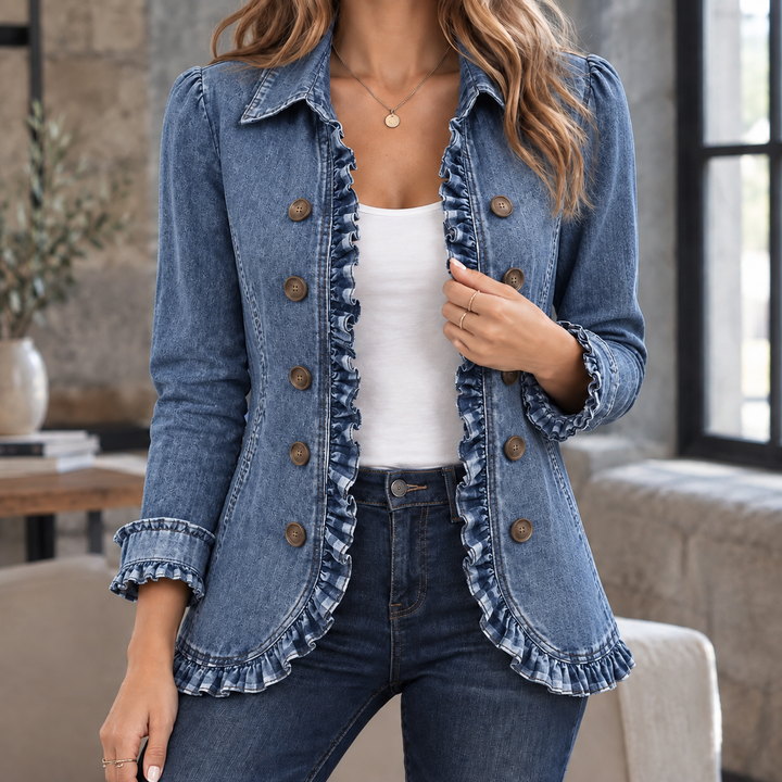 Women's Sharon-Marie Ruffle Overshirt in Black Gingham | Invictora.com