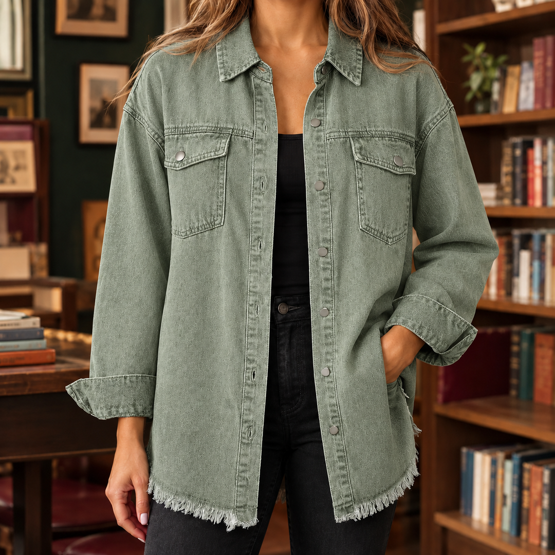 Women's Claudia Frayed Overshirt in Black | Invictora.com