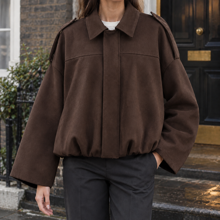 Women's Gwendolyn Suede Jacket in Black | Invictora.com
