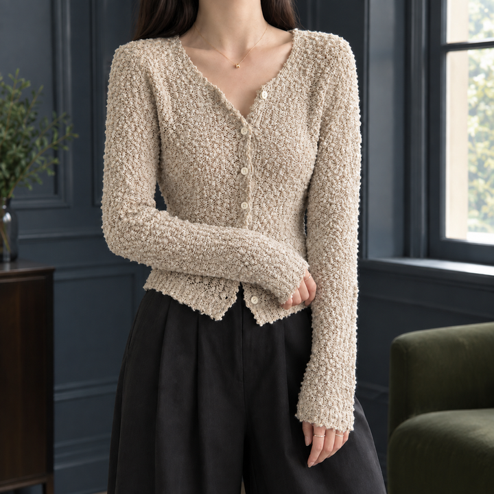 Women's Faith Textured Cardigan in Misty Gray | Invictora.com