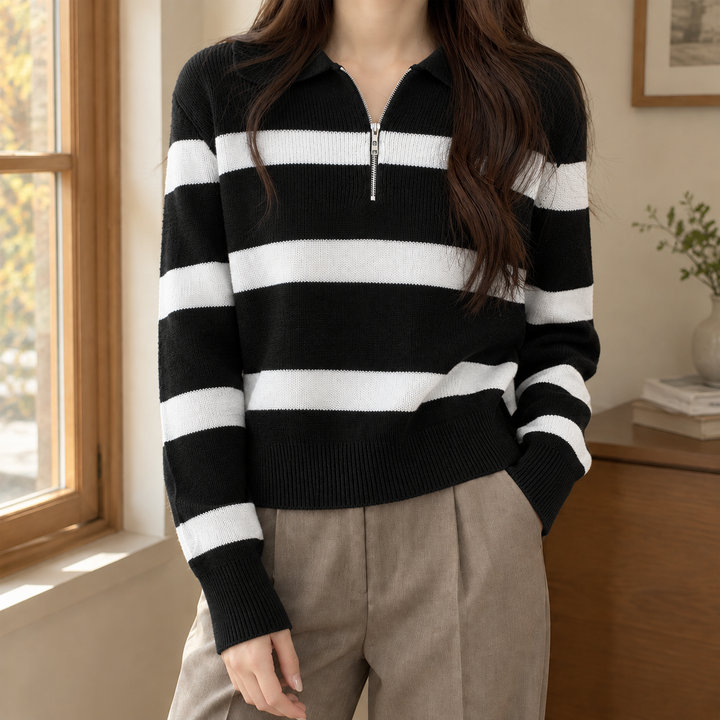 Women's Sofia-Faye Half Zip Sweater in Apricot | Invictora.com
