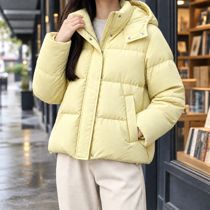 Women's Eliza Hooded Puffer Jacket in Classic Black | Invictora.com