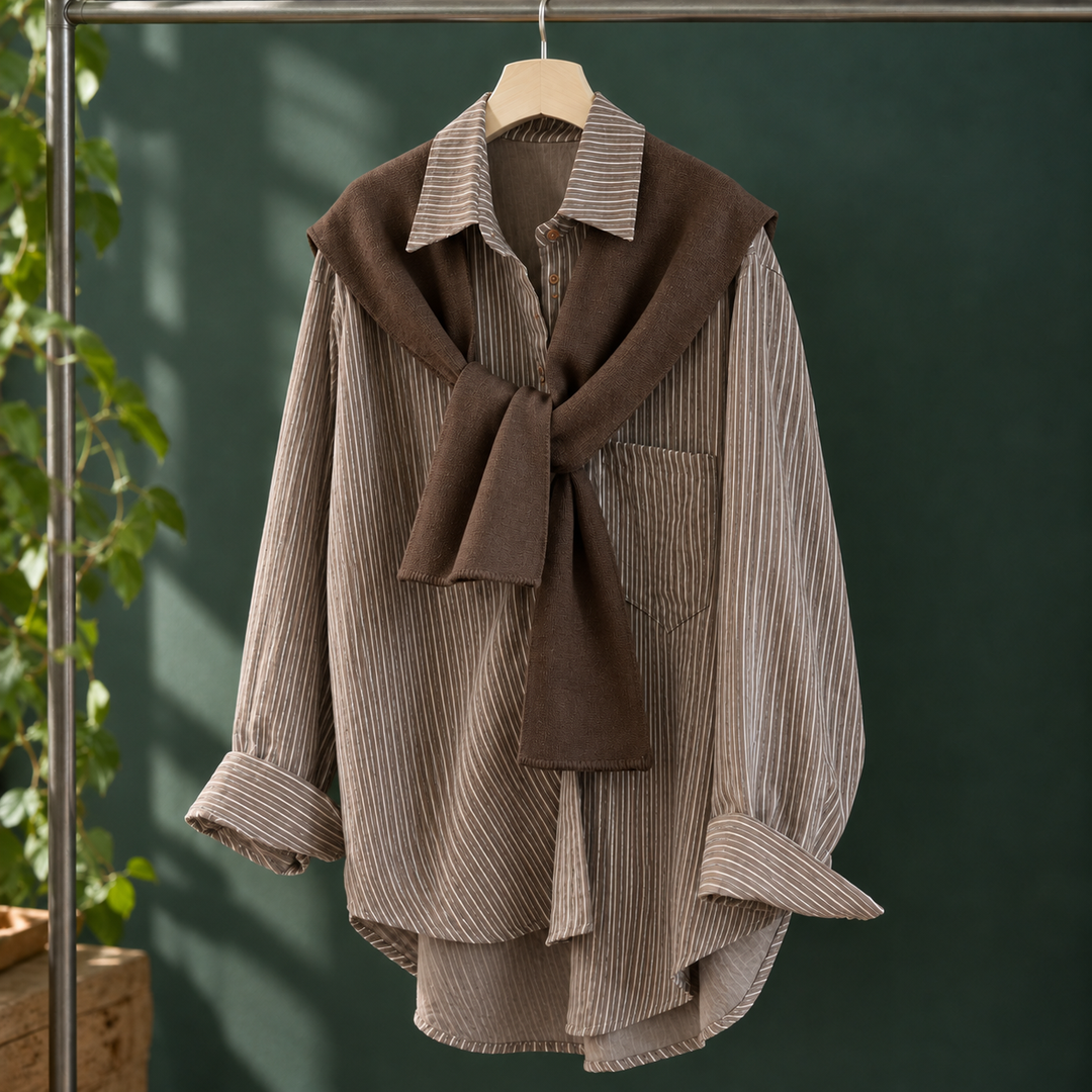 Women's Mackenzie Layered Shirt in Light Blue | Invictora.com