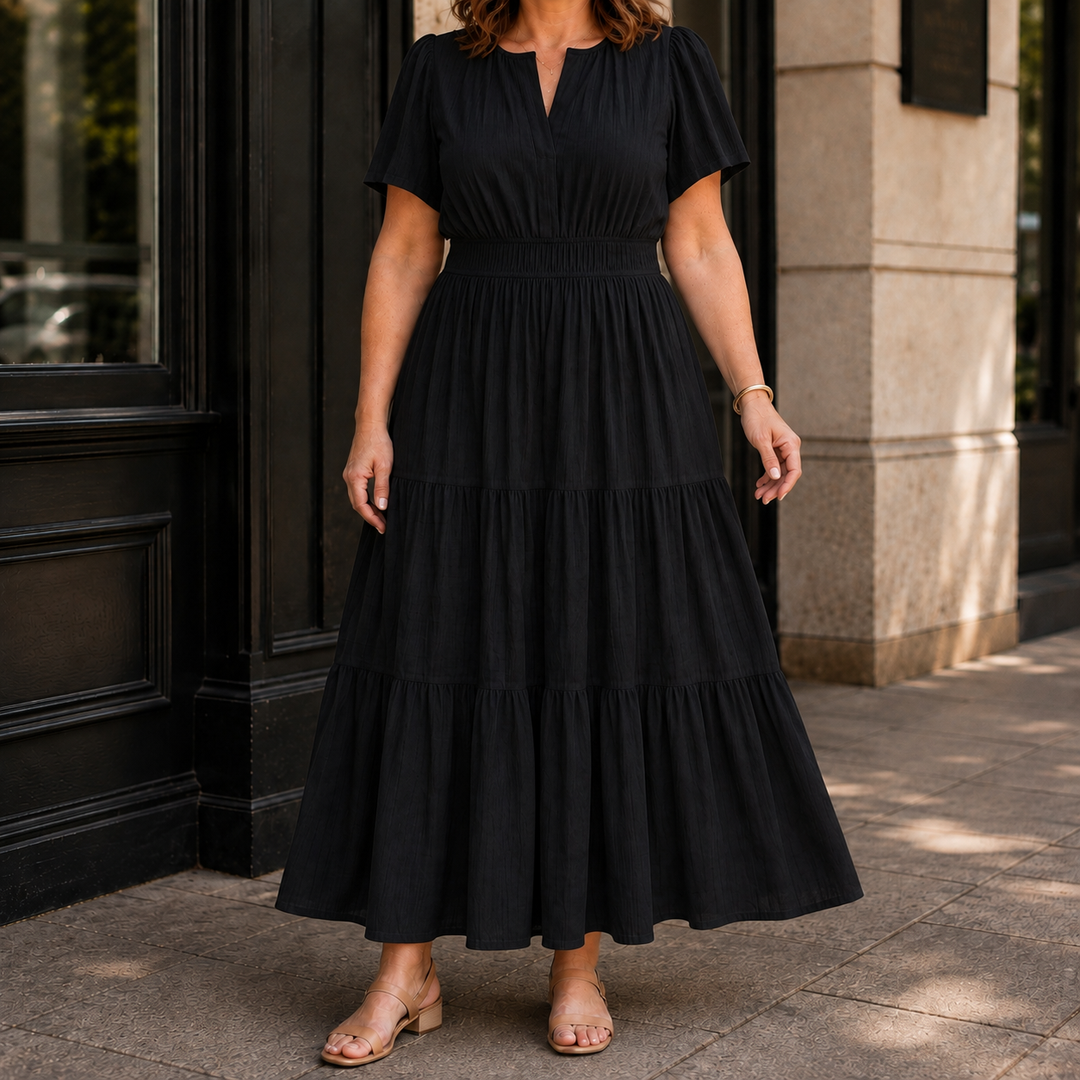 Women's Zinnia Tiered Maxi Dress in White | Invictora.com