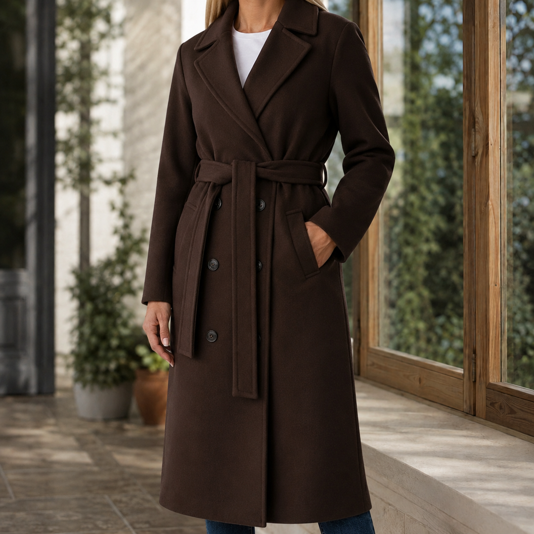 Women's Adele-Grace Belted Overcoat in Beige | Invictora.com
