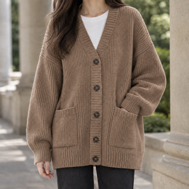 Women's Mireille-Sage Ribbed Cardigan in Creamy-white | Invictora.com