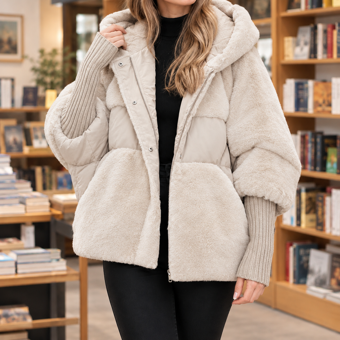 Women's Ilaria-Kate Plush Panel Jacket in Light Brown | Invictora.com