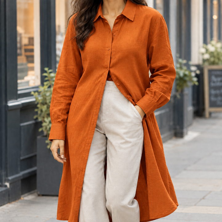 Women's Idalia-Rose Longline Shirt in Red | Invictora.com