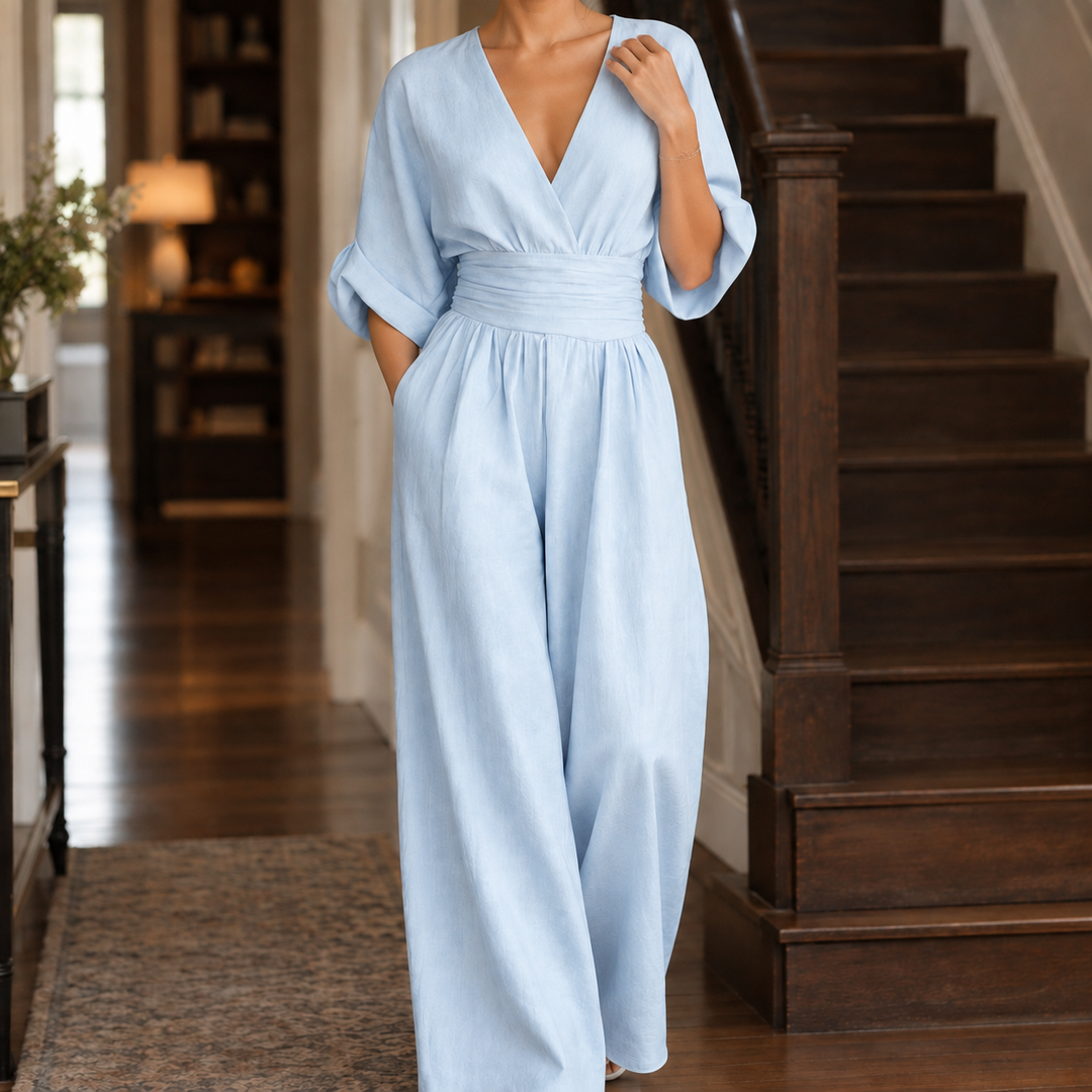Women's Elodie-Rae Wide-Leg Jumpsuit in Burgundy | Invictora.com