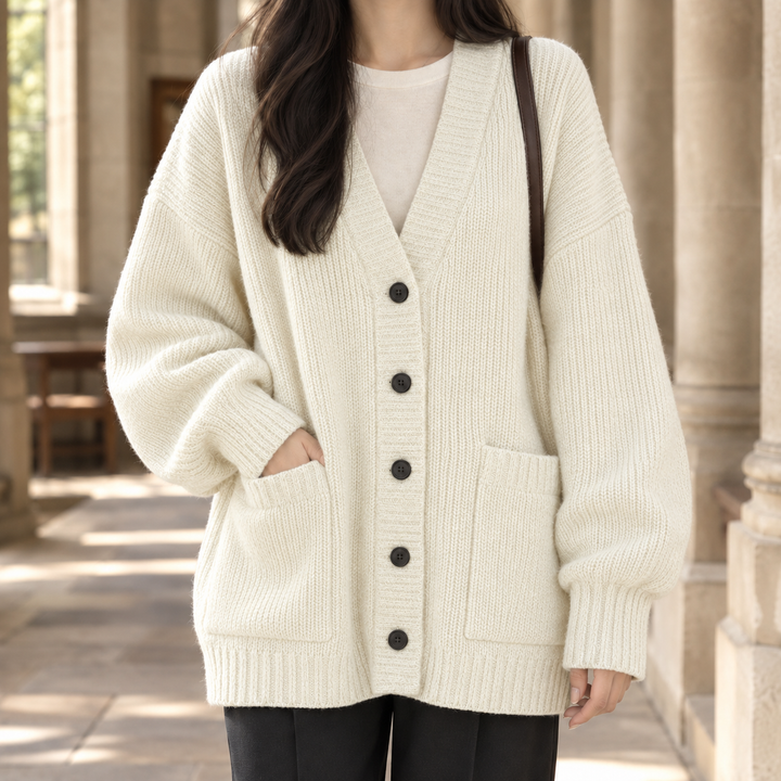 Women's Junia-Belle Ribbed Cardigan in Gray | Invictora.com