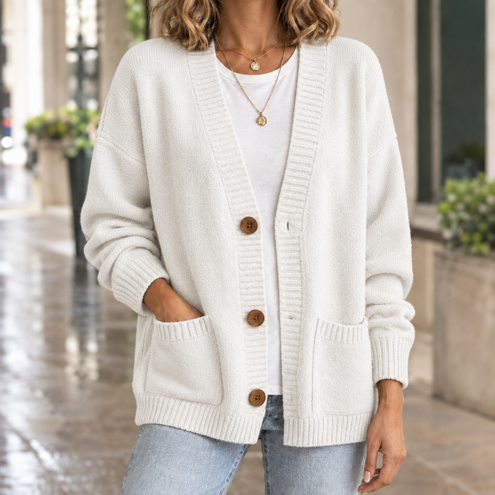 Women's Cassidy V-Neck Cardigan in Black | Invictora.com