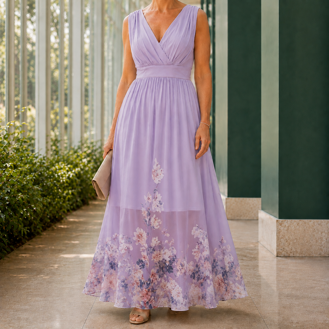 Women's Fleur-Faye Floral Maxi Dress in Light Green | Invictora.com