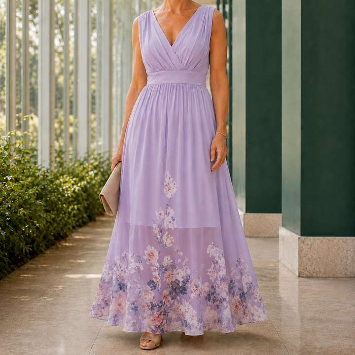 Women's Fleur-Faye Floral Maxi Dress in Light Green | Invictora.com