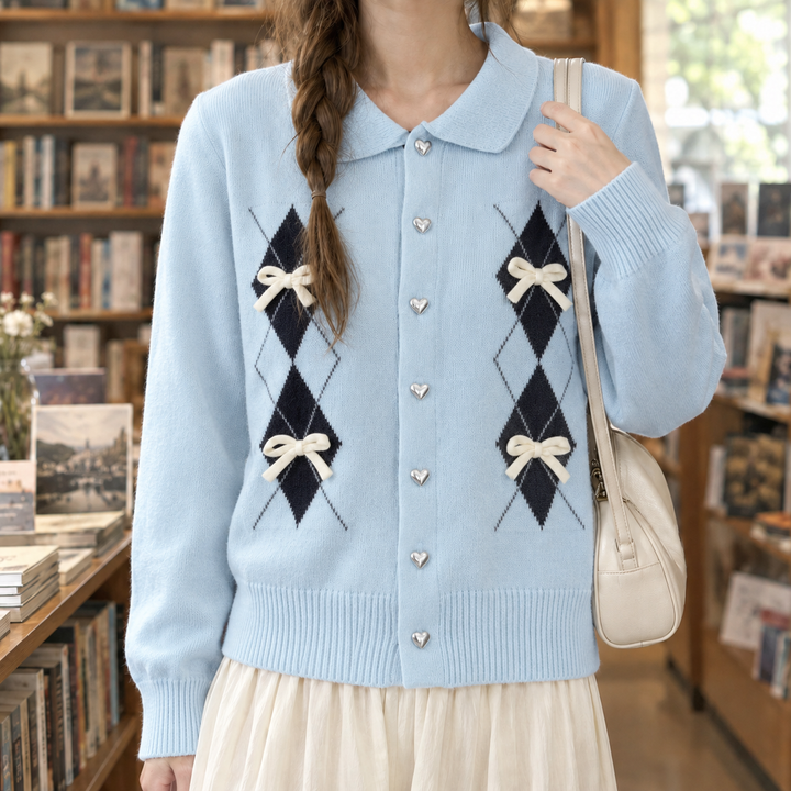 Women's Hazel-Rae Bow Cardigan in White | Invictora.com
