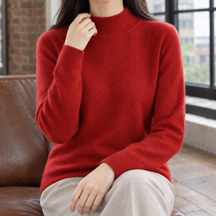 Women's Jocasta Mock Neck Sweater in Orange | Invictora.com