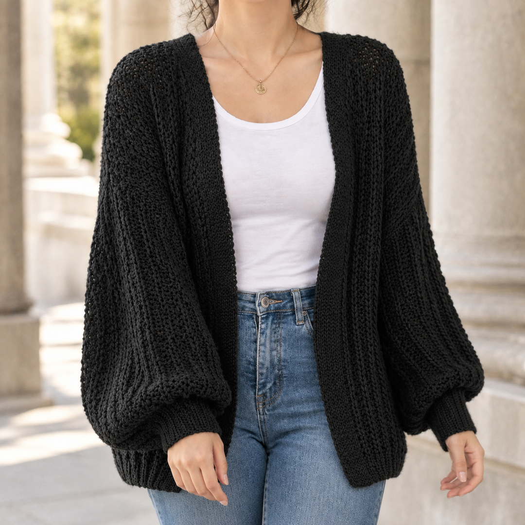 Women's Henriette-Lane Chunky Knit Cardigan in Gray | Invictora.com