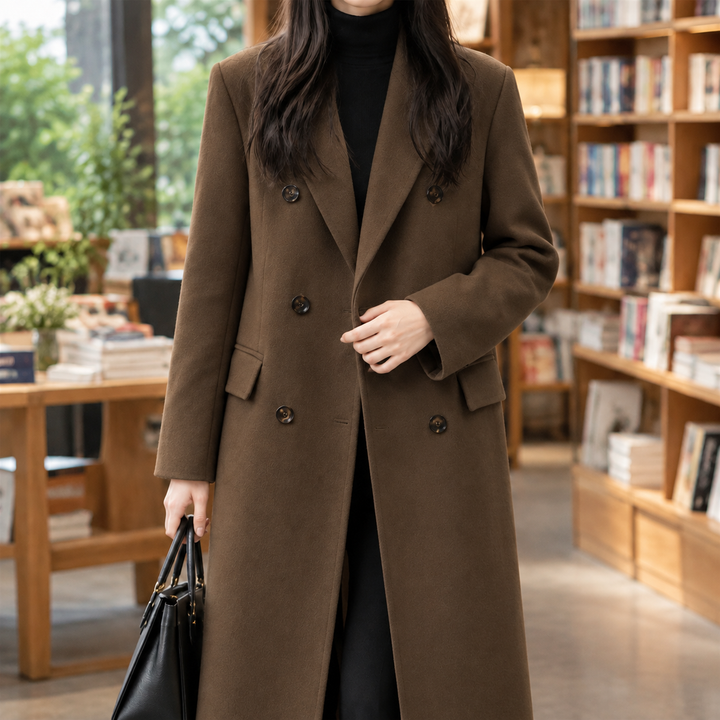 Women's Guinevere-Lane Double Breasted Overcoat in Beige | Invictora.com