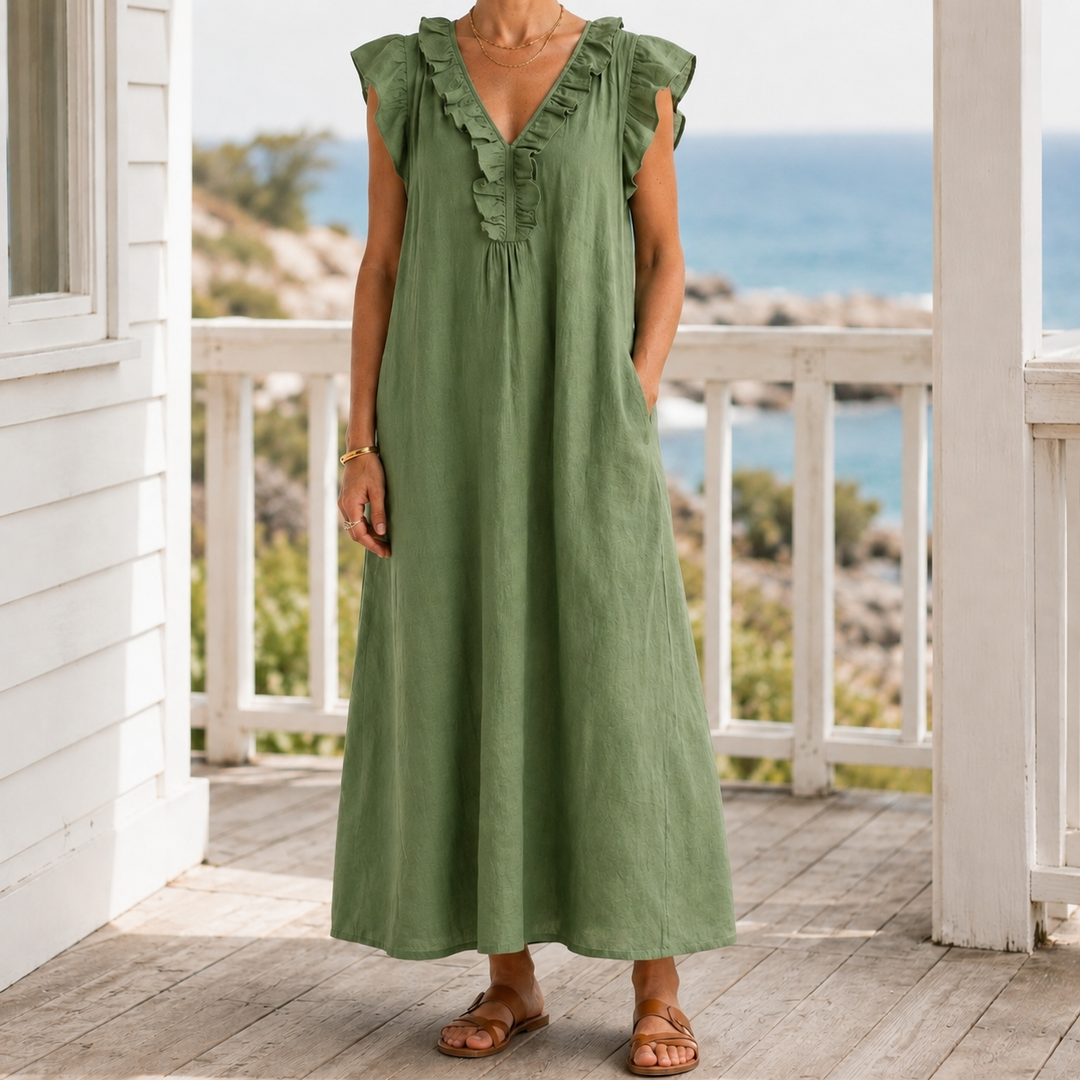 Women's Carmen-Eve Ruffle Maxi Dress product image | Invictora.com