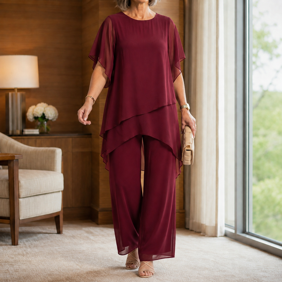 Women's Aimee-Jane Asymmetric Pants Set in Dark Blue | Invictora.com
