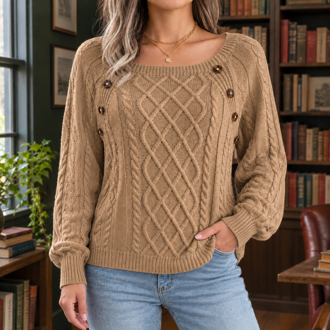 Women's Fenna-Elise Square Neck Sweater in White | Invictora.com