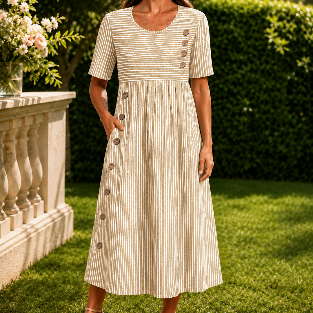Women's Fenna-Elise Striped Midi Dress in Blue | Invictora.com