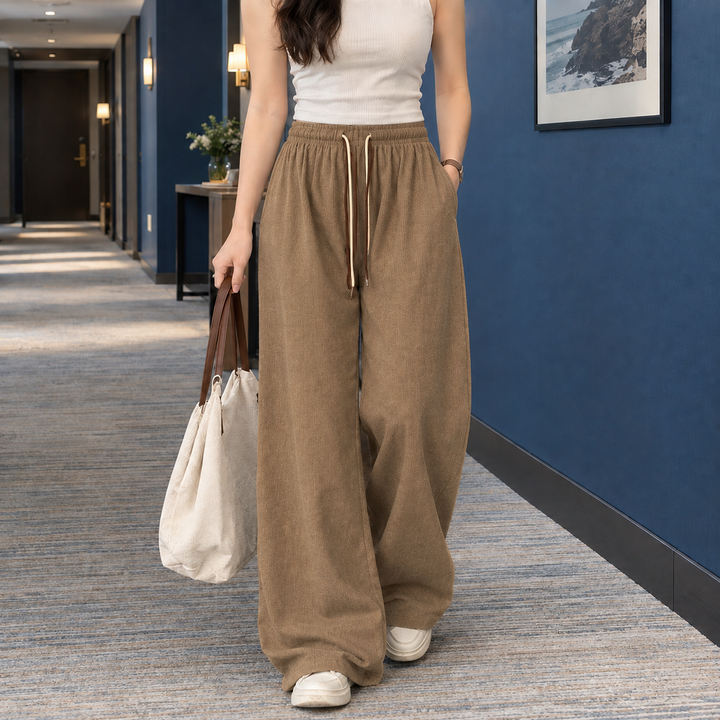 Women's Kelsey Wide Leg Pants in Brown | Invictora.com