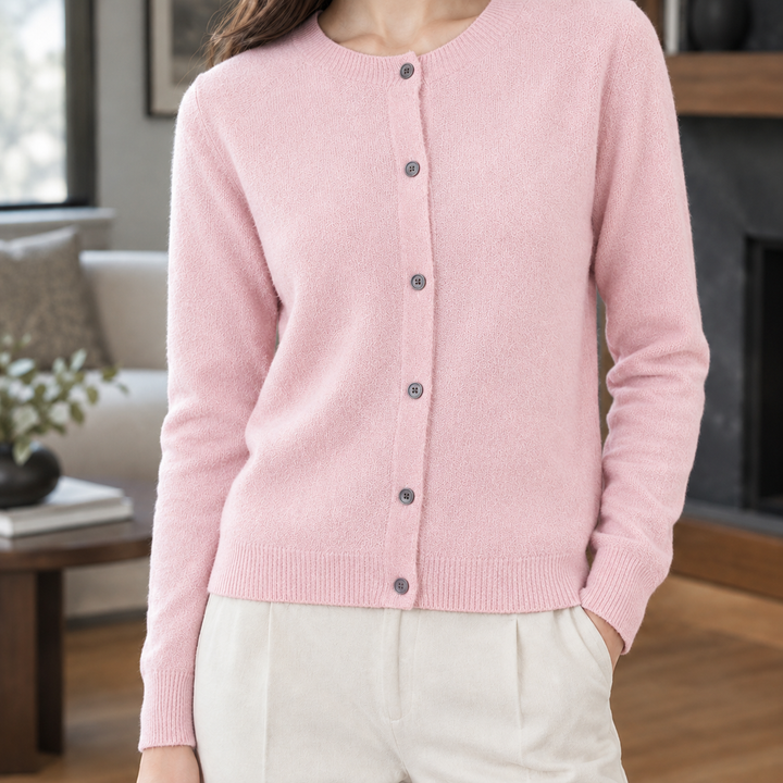 Women's Michelle Round Neck Cardigan in Black | Invictora.com