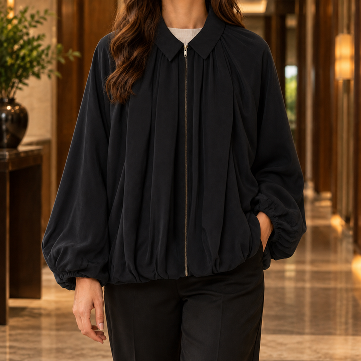 Women's Dorothea-Sage Balloon Jacket in Green | Invictora.com