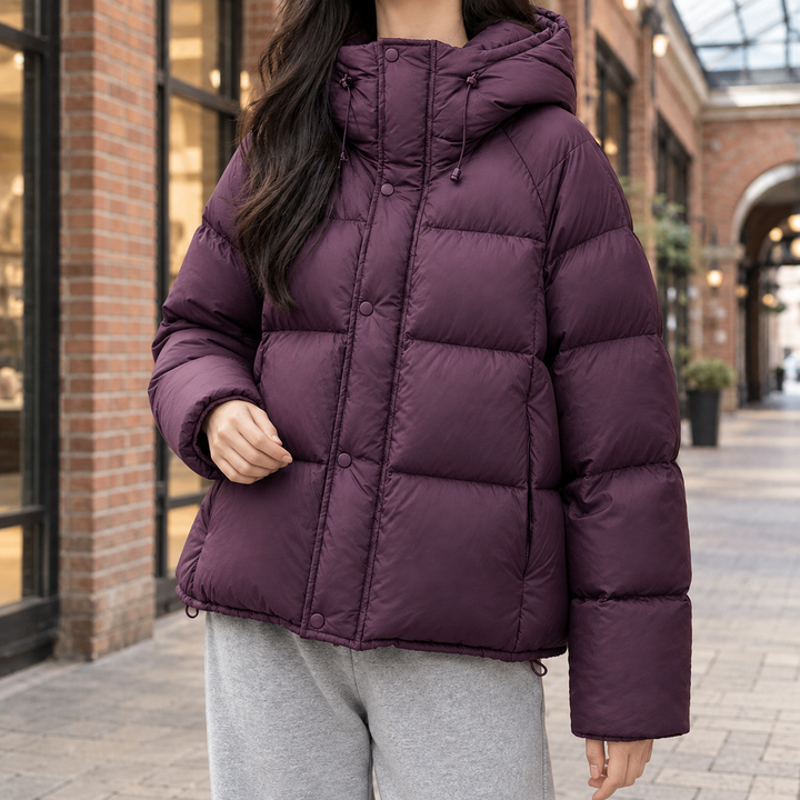 Women's Adelia Hooded Puffer Jacket in Black | Invictora.com