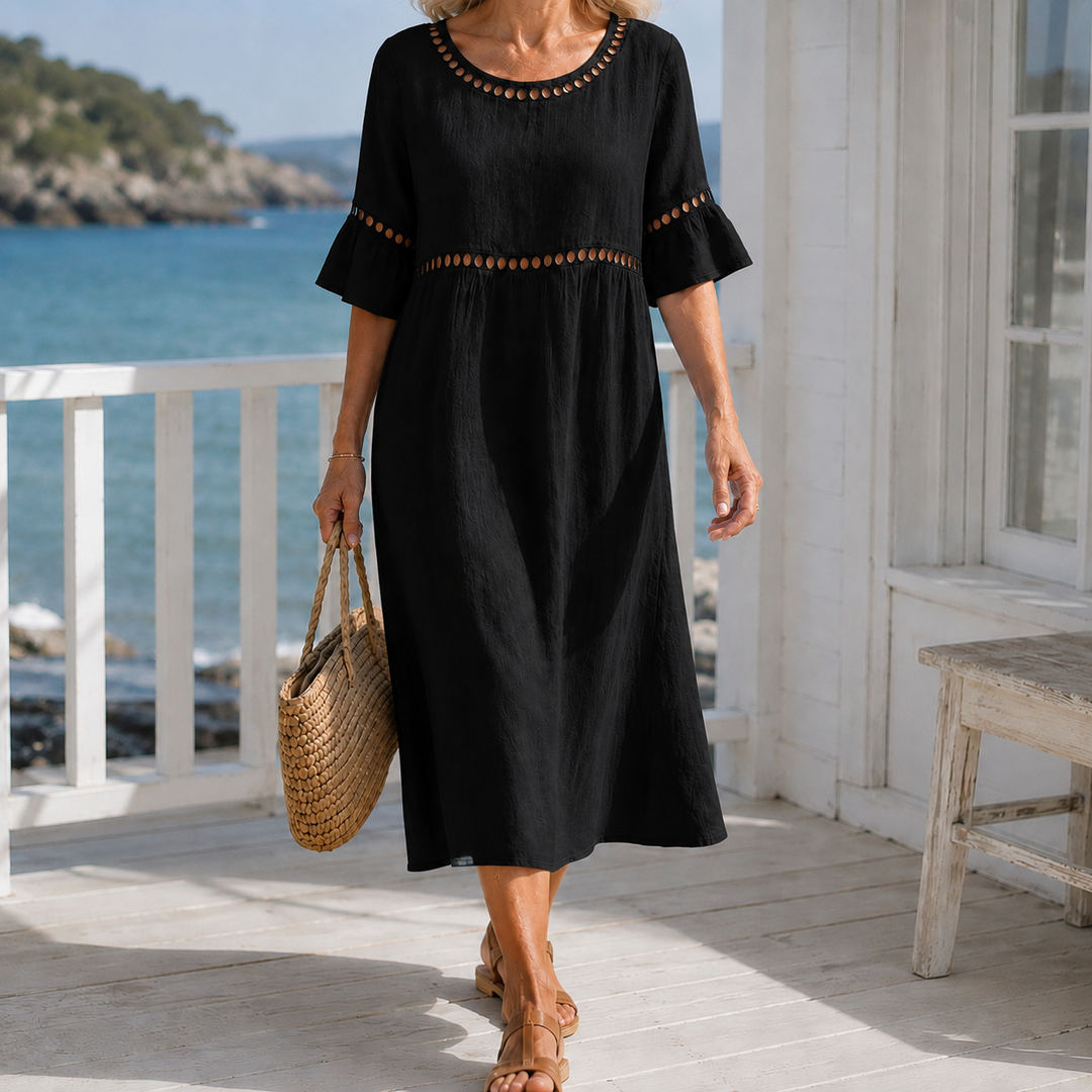 Women's Hallie-Jade Eyelet Midi Dress in Sky Blue | Invictora.com