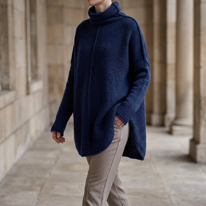 Women's Florence Stacked Collar Sweater in Dark Gray | Invictora.com