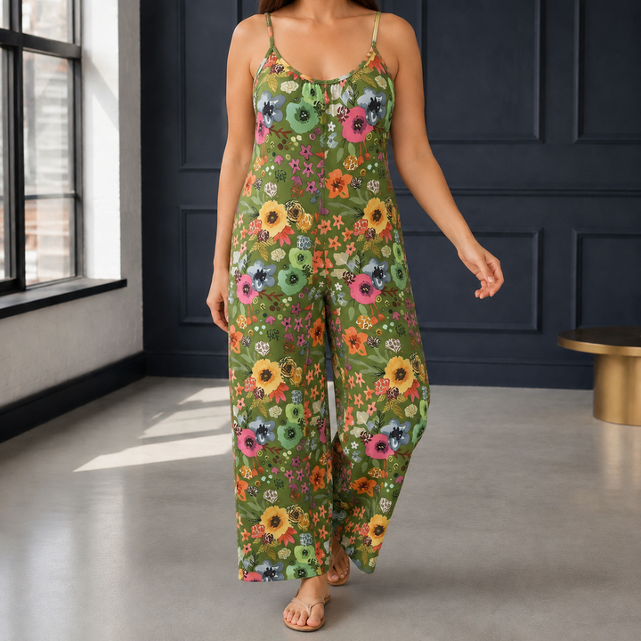 Women's Lucia-Skye Scoop Neck Jumpsuit in Yellow Green | Invictora.com