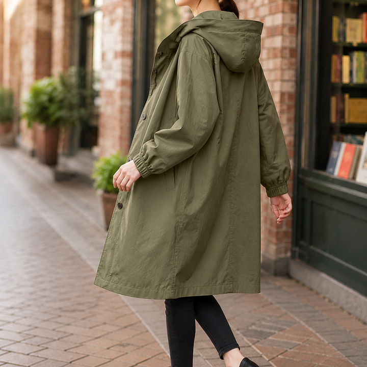 Women's Zelda-Elise Hooded Overcoat in Black | Invictora.com