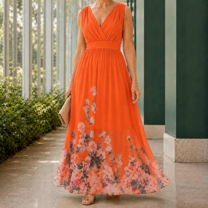 Women's Fleur-Faye Floral Maxi Dress in Light Green | Invictora.com