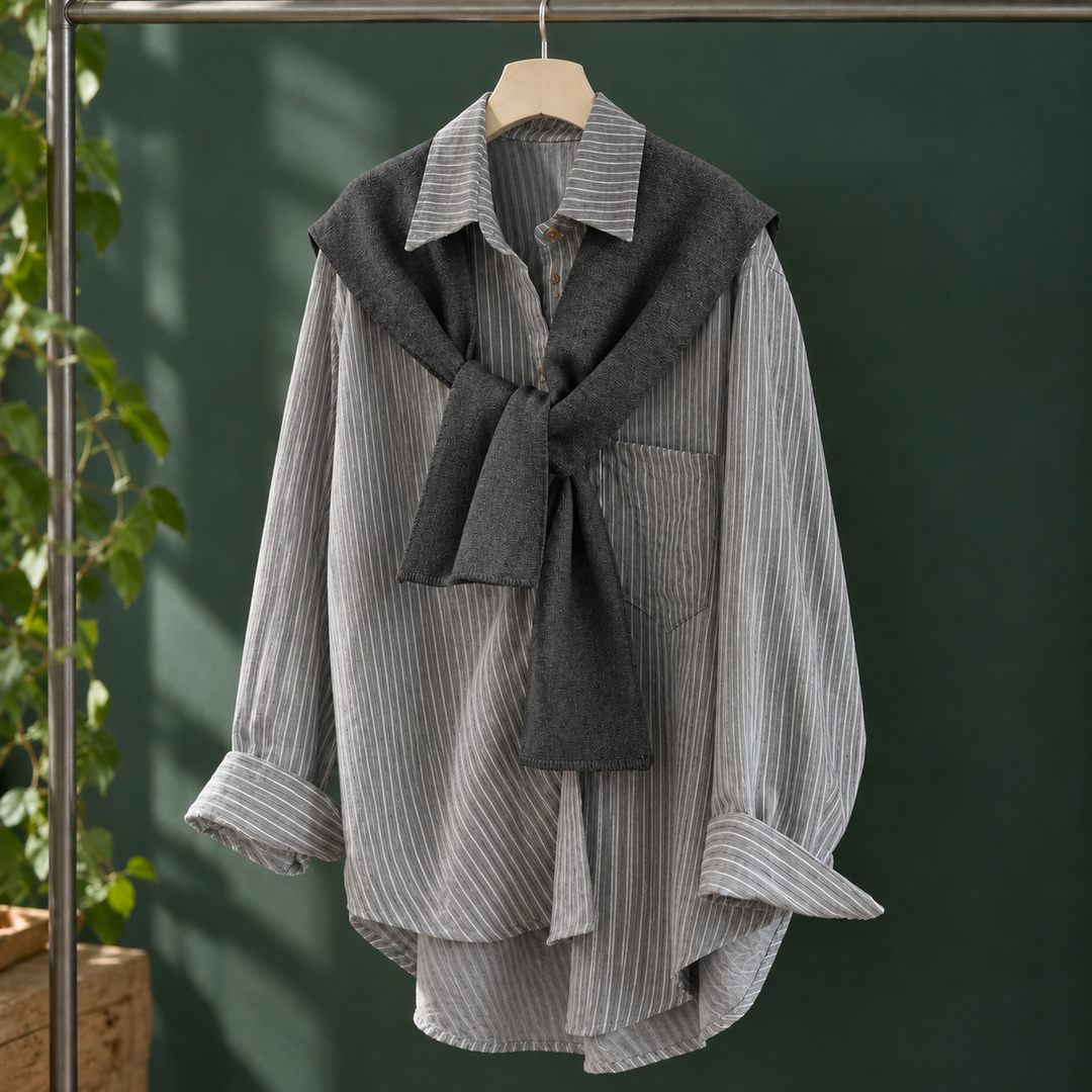 Women's Mackenzie Layered Shirt in Light Blue | Invictora.com