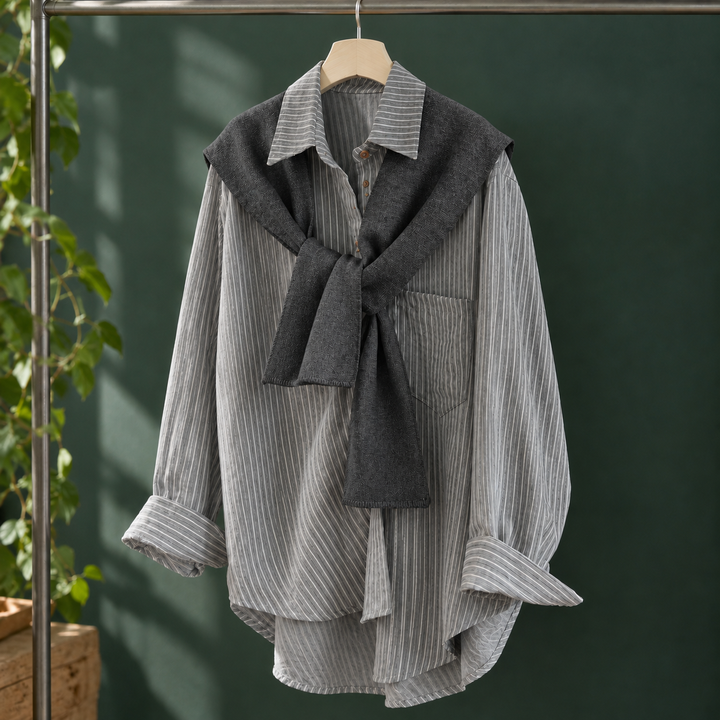 Women's Mackenzie Layered Shirt in Light Blue | Invictora.com