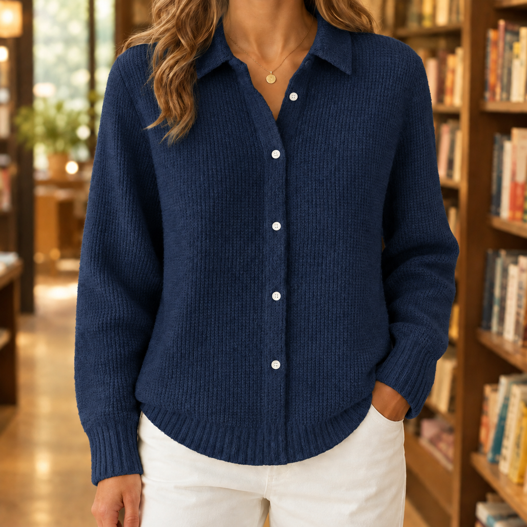 Women's Sabina-Skye Collared Sweater in Blue | Invictora.com