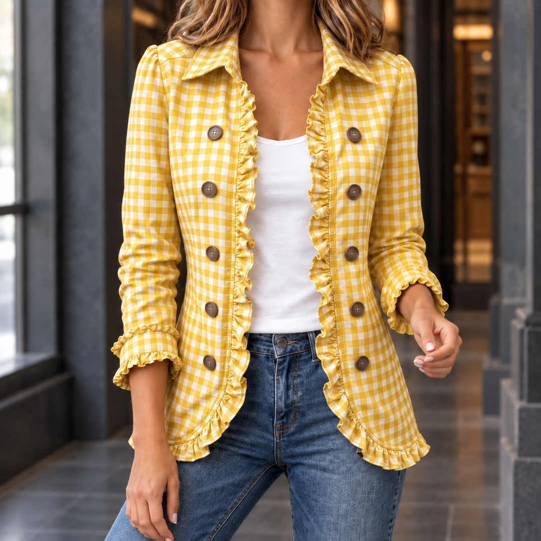 Women's Marina-Louise Gingham Jacket in Black | Invictora.com