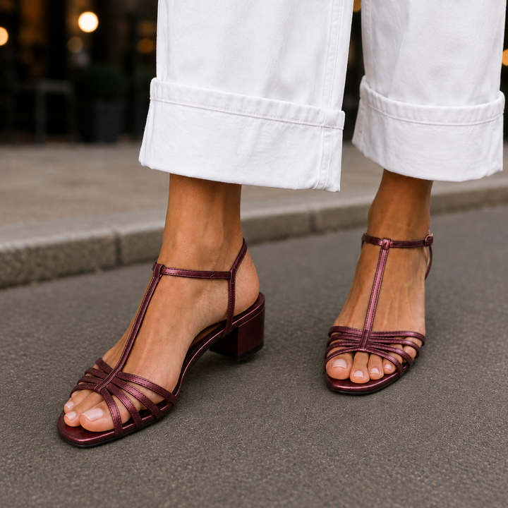 Women's Andrioli T-Bar Sandals in Gold | Invictora.com