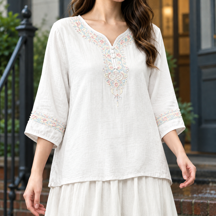Women's Constance V Neck Blouse in Pink | Invictora.com