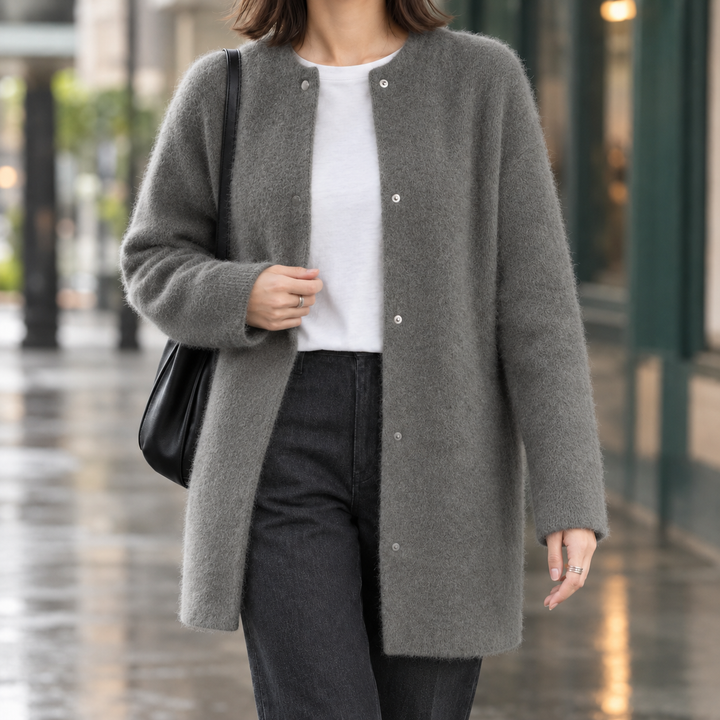 Women's Lillian Brushed Cardigan in Off White | Invictora.com