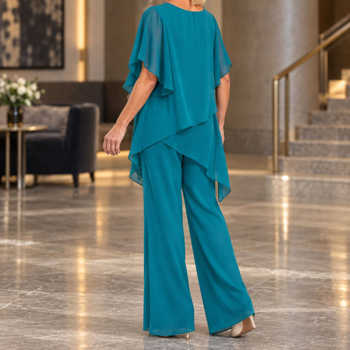 Women's Tamsin-Faye Layered Pants Set in Navy Blue | Invictora.com