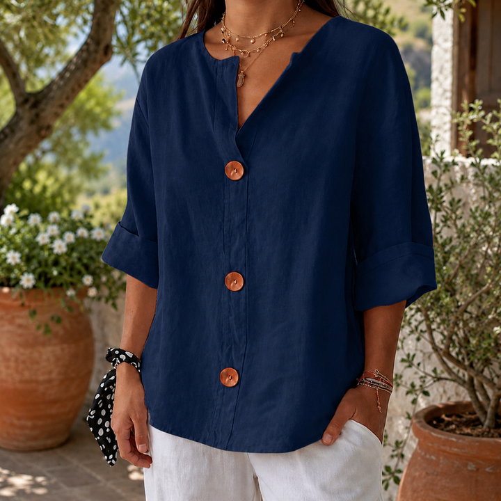 Women's Penelope-Sage Relaxed Blouse in Beige | Invictora.com
