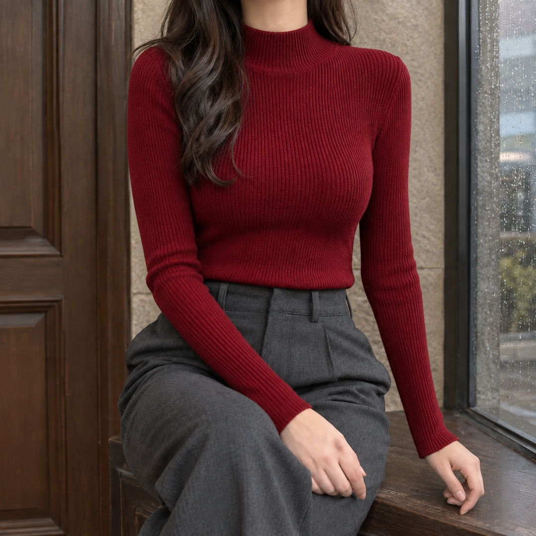 Women's Selena Ribbed Sweater in Black | Invictora.com