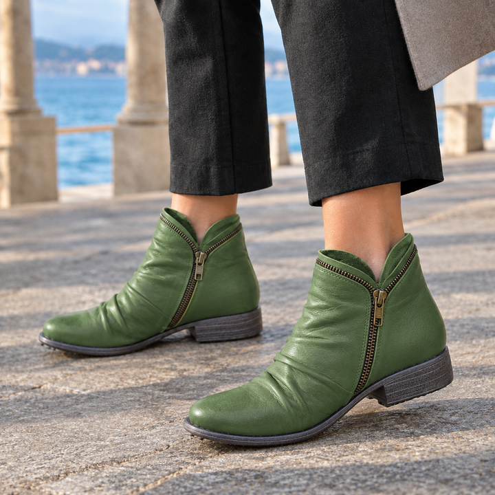Women's Calvino-Capri Zip Ankle Boots in Black | Invictora.com