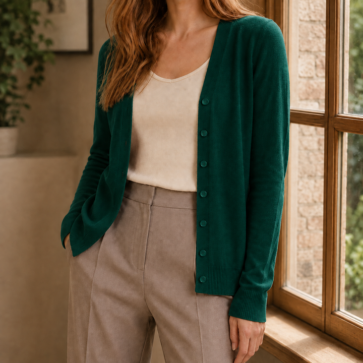 Women's Maxine-June V-Neck Sweater in Red | Invictora.com