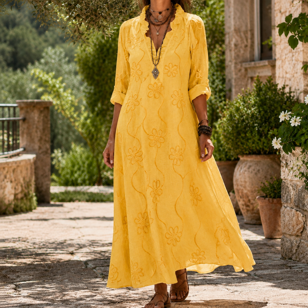 Women's Eloise-Kate Embroidered Maxi Dress in White | Invictora.com