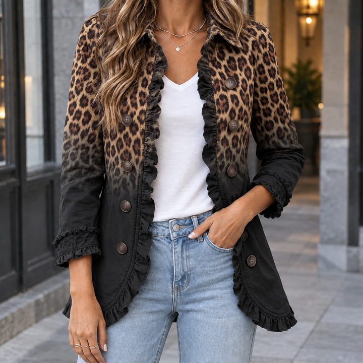 Women's Jemima-Grace Ruffle Jacket in Green | Invictora.com