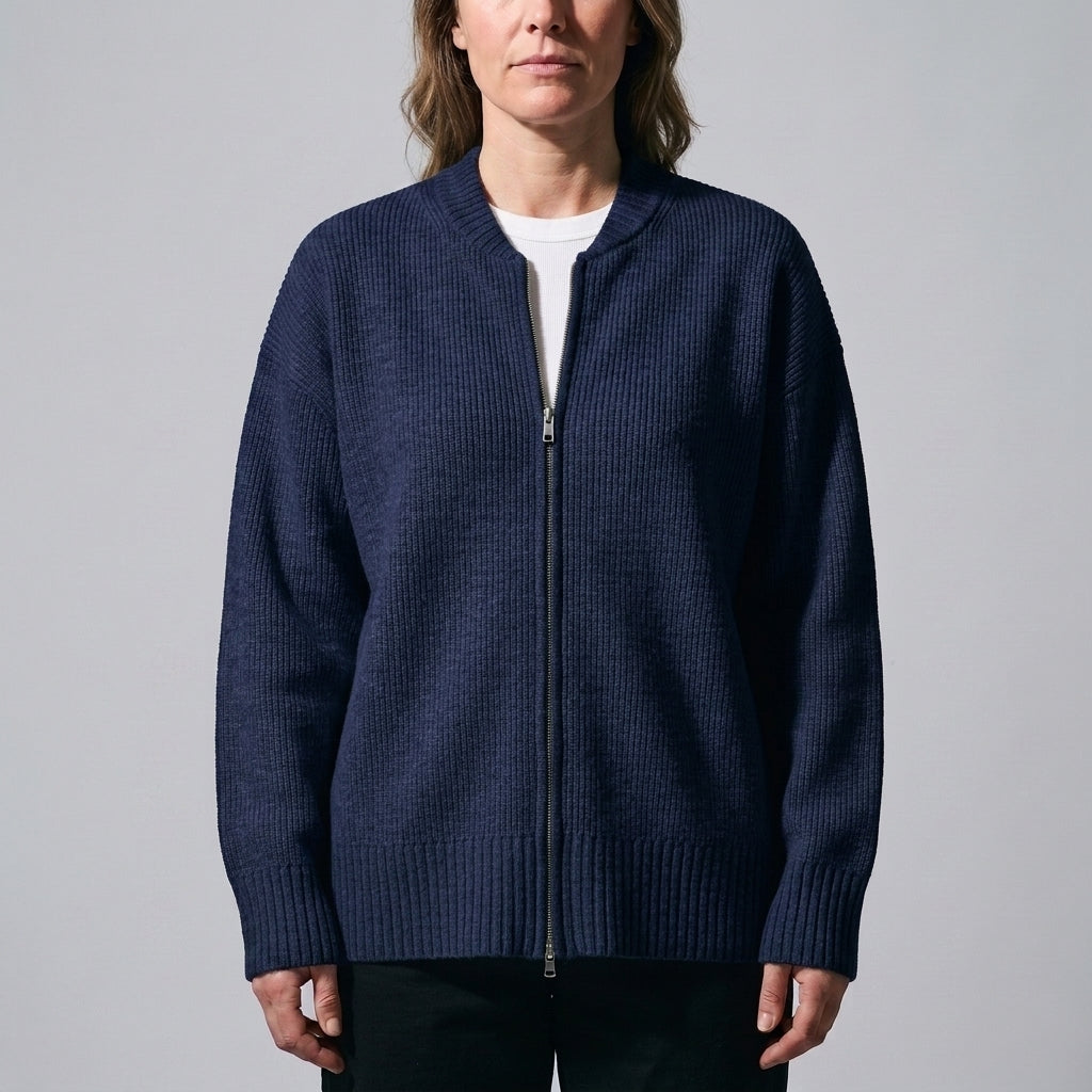 Women's Fenella Zip Cardigan in Silver Gray | Invictora.com